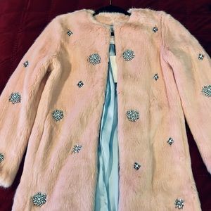 NWT Gorgeous french style Pink coat zara faux fur size womens Xs 💕☺️⭐️⭐️⭐️